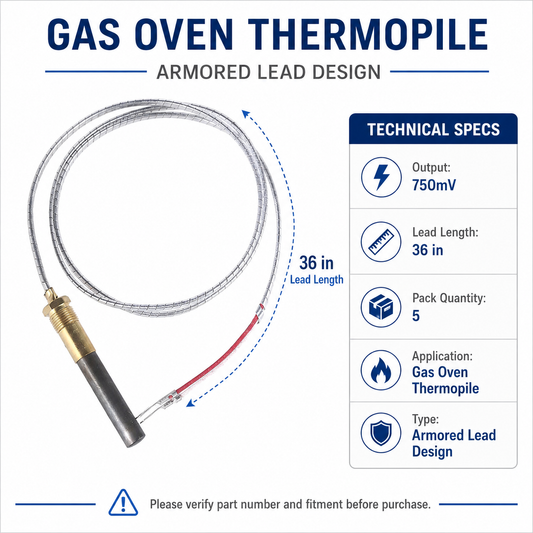 750mV Thermopile Compatible with Bakers Pride Y600 Y800, Replaces 101-307 Q313 M1265X, 36"