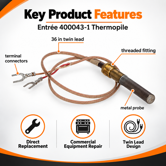 Entrée 400043-1 Thermopile Twin Lead 36" Replacement Part for Commercial Equipment