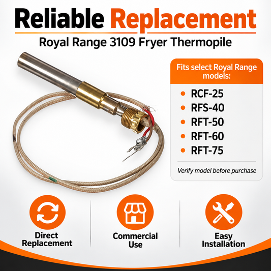 Royal Range 3109 Fryer Thermopile Replacement for RCF-25 RFS-40 RFT-50 RFT-60 RFT-75