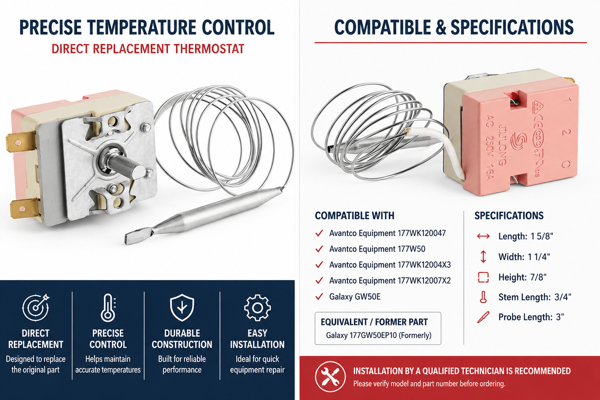 Avantco 177W50THERM Thermostat for 177W50 W50 Series Warmers Galaxy GW50E