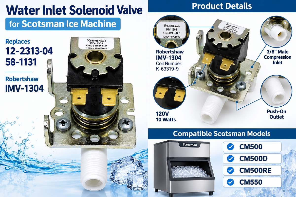 Water Inlet Solenoid Valve for Scotsman 12-2313-04 58-1131 Replacement Robertshaw IMV-1304 120V