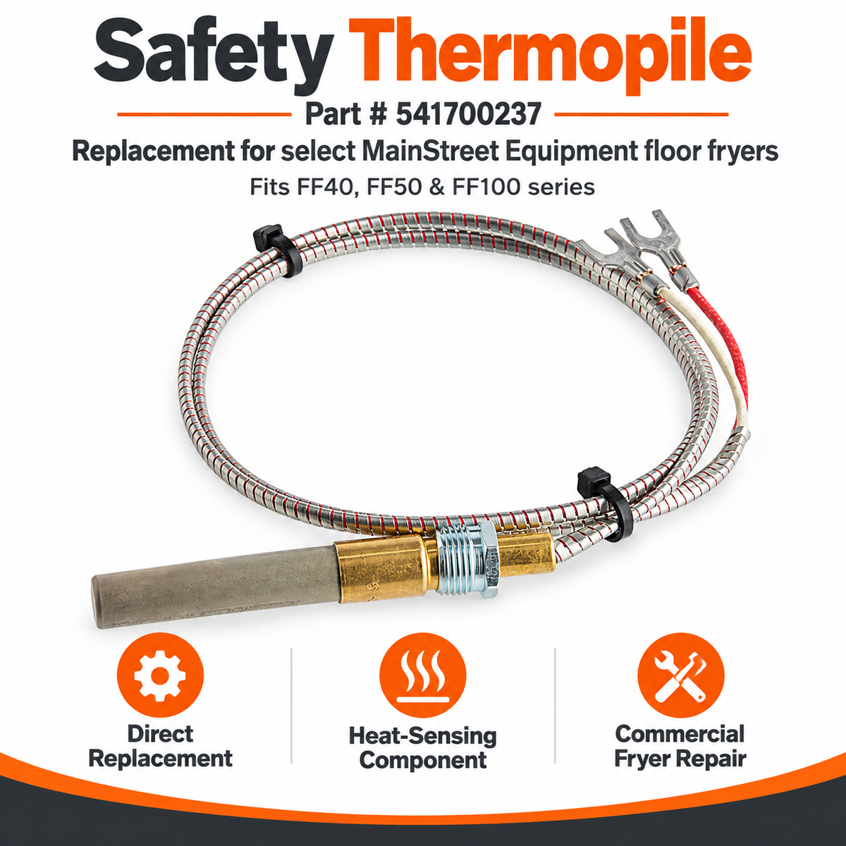 MainStreet Equipment 541700237 Safety Thermopile for FF40 FF50 FF100 Floor Fryers