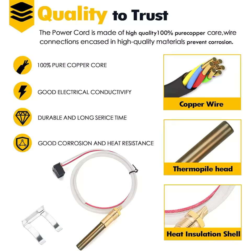 Cooking Performance Group Thermopile Replacement – Compatible with Avantco FPC, FBF, FF, F3, F4, F5 Series Fryers, Replaces Avantco 177201700237, Fits FFOP Floor Fryers (351700237)